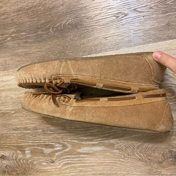 MINNETONKA CALLY TAN LEATHER SUEDE SLIPPERS 4036-size 10 - Picture 9 of 10